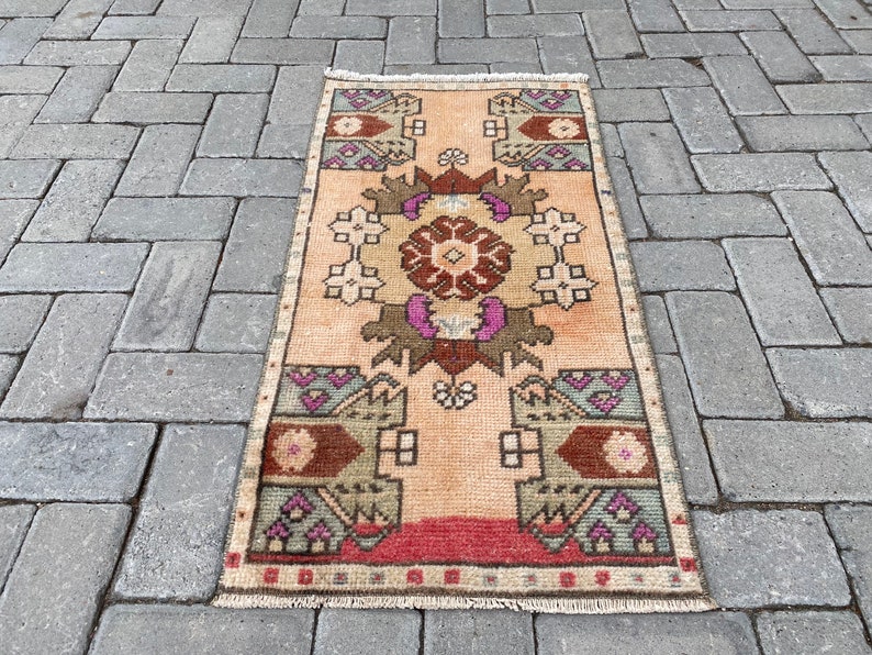 Small Oushak Rug Outdoor Rug Turkish Doormat Rug Unique Turkish Rug 1.6x3.1 ft Entryway Decor Boho Rug Bathroom Mat Small Vintage Rug