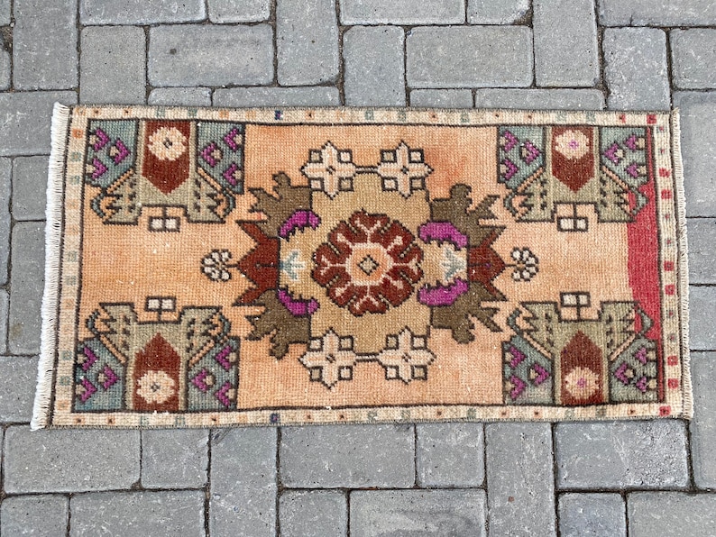 Small Oushak Rug Outdoor Rug Turkish Doormat Rug Unique Turkish Rug 1.6x3.1 ft Entryway Decor Boho Rug Bathroom Mat Small Vintage Rug