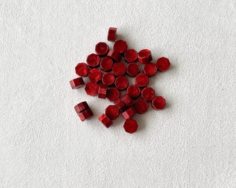 Red Wax Beads, Wax Seal, Sealing Wax, Metallic Wax, Wax Beads, Shipping from Canada, 50 beads, 100 beads, 200 beads