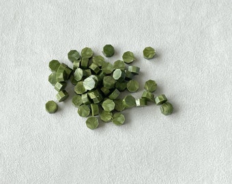 Green Wax Beads, Moss Green Wax Beads, Wax Seal, Sealing Wax, Metallic Wax, Wax Beads, Shipping from Canada, 50 beads, 100 beads, 200 beads