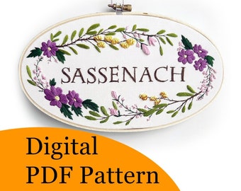 Patrón de bordado digital en PDF inspirado en Outlander de Sassenach - Descarga instantánea
