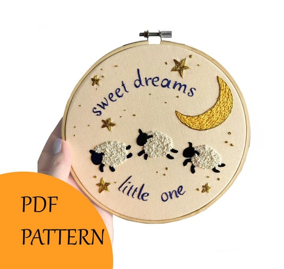 Sweet Dreams Little One Nursery Embroidery PDF Pattern - Instant Download