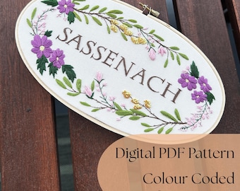 Sassenach Outlander Inspired Embroidery Digital PDF Pattern - Instant Download