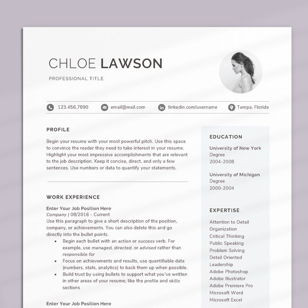 Resume Template Mac Pages Etsy