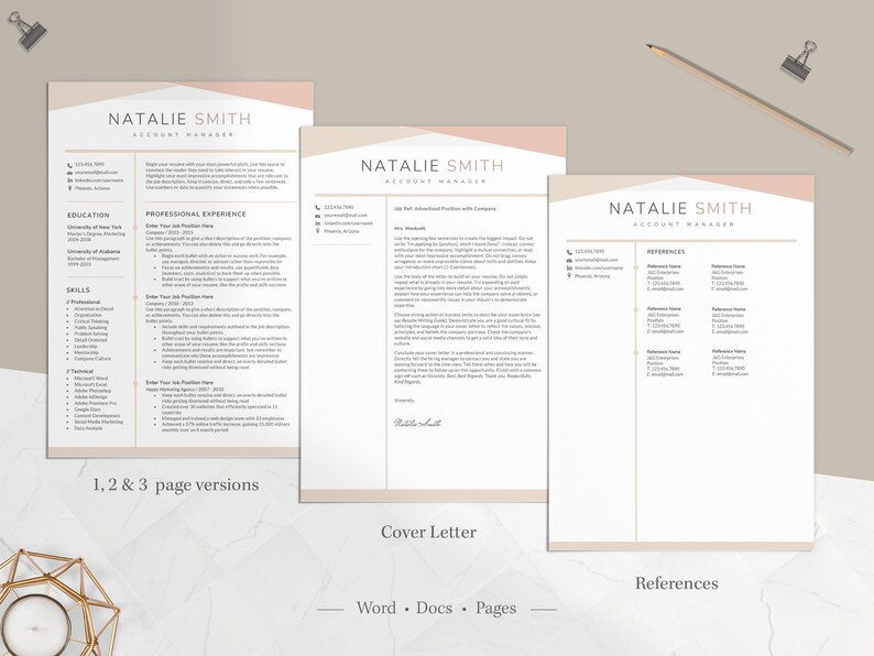 Resume Template Resume Template Word Mac Pages Modern Etsy