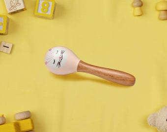 Handmade Wooden Baby Rattle • Non-Toxic Indian Toy, Googly Eyes