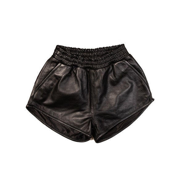 Black Leather Shorts Etsy