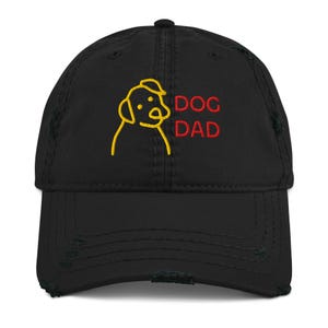 Dog Dad Hat – Embroidered Dad Cap for Dog Lovers – Funny Pet Owner Gift – Distressed Black Hat