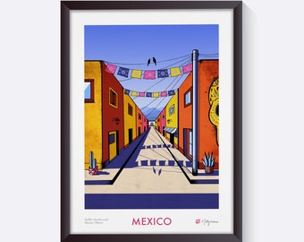 Mexico Art Print • Signed Wall Art • Mexico Wall Decor • Mexico Poster, Modern Mexican Art Print • Oaxaca Mexico Wall Art, Travel Poster