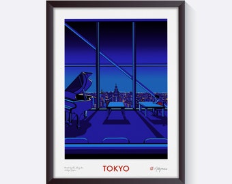 Tokyo Japan Art Print • Tokyo Wall Art • Japan Travel Art Print, Park Hyatt Lost in Translation Bar • Tokyo Wall Decor, Tokyo Skyline Print