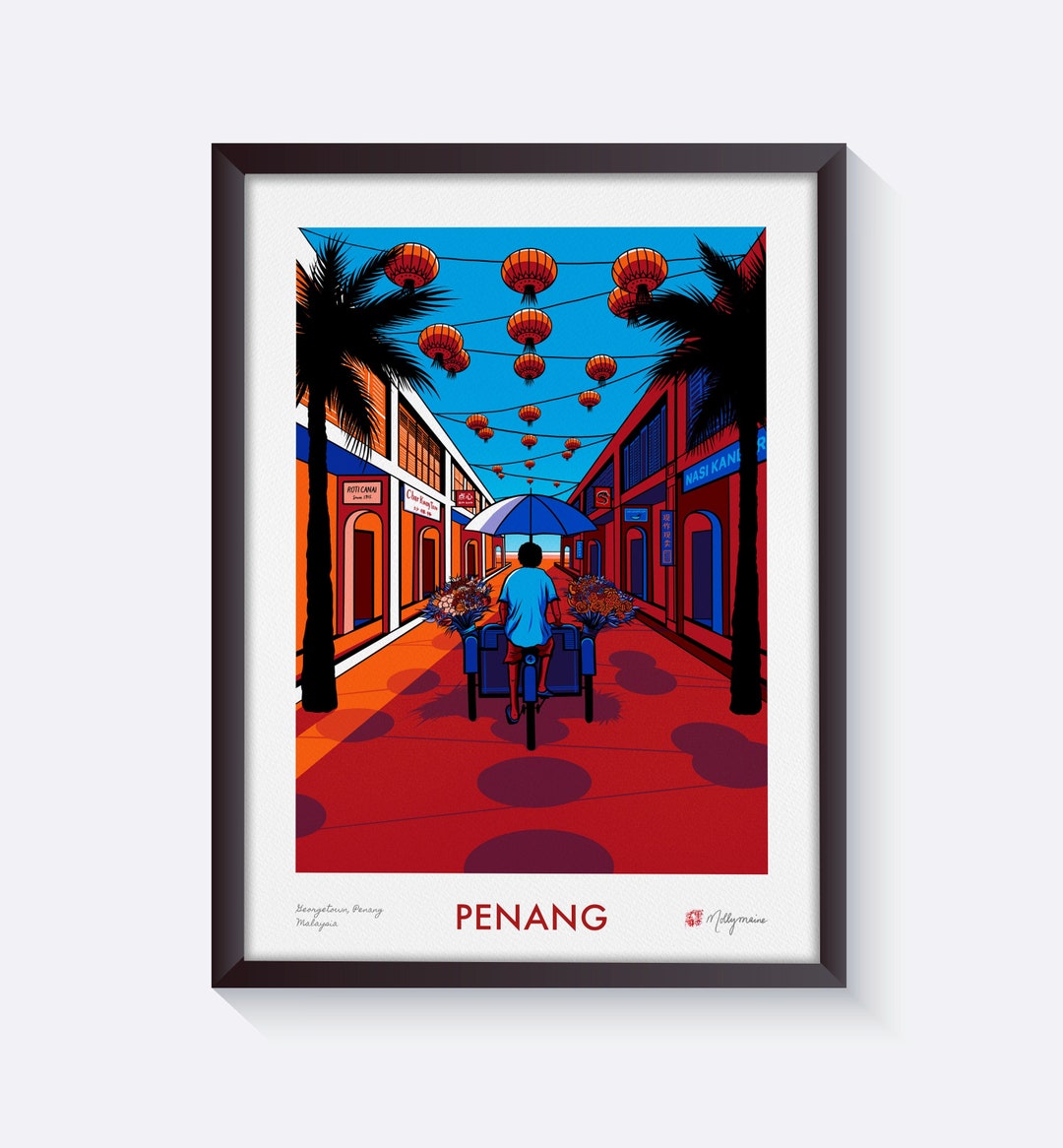 Penang Malaysia Art Print Signed Wall Art Town Penang Malaysia