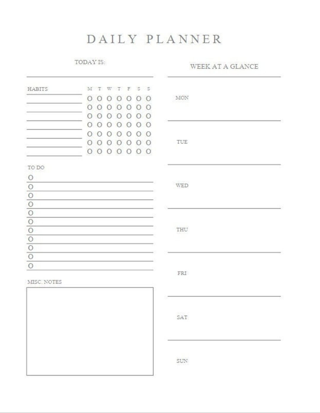 DAILY PLANNER Digital File - Etsy