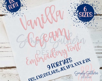Vanilla Cream Embroidery Font in 6 SIZES!!