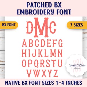 BX Native Patched Monogram Embroidery Font 7 sizes