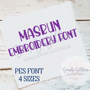 PES MASRUN Embroidery Font 4 Sizes