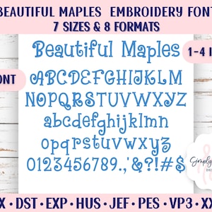 Beautiful Maples BX Embroidery Font in 7 Sizes!
