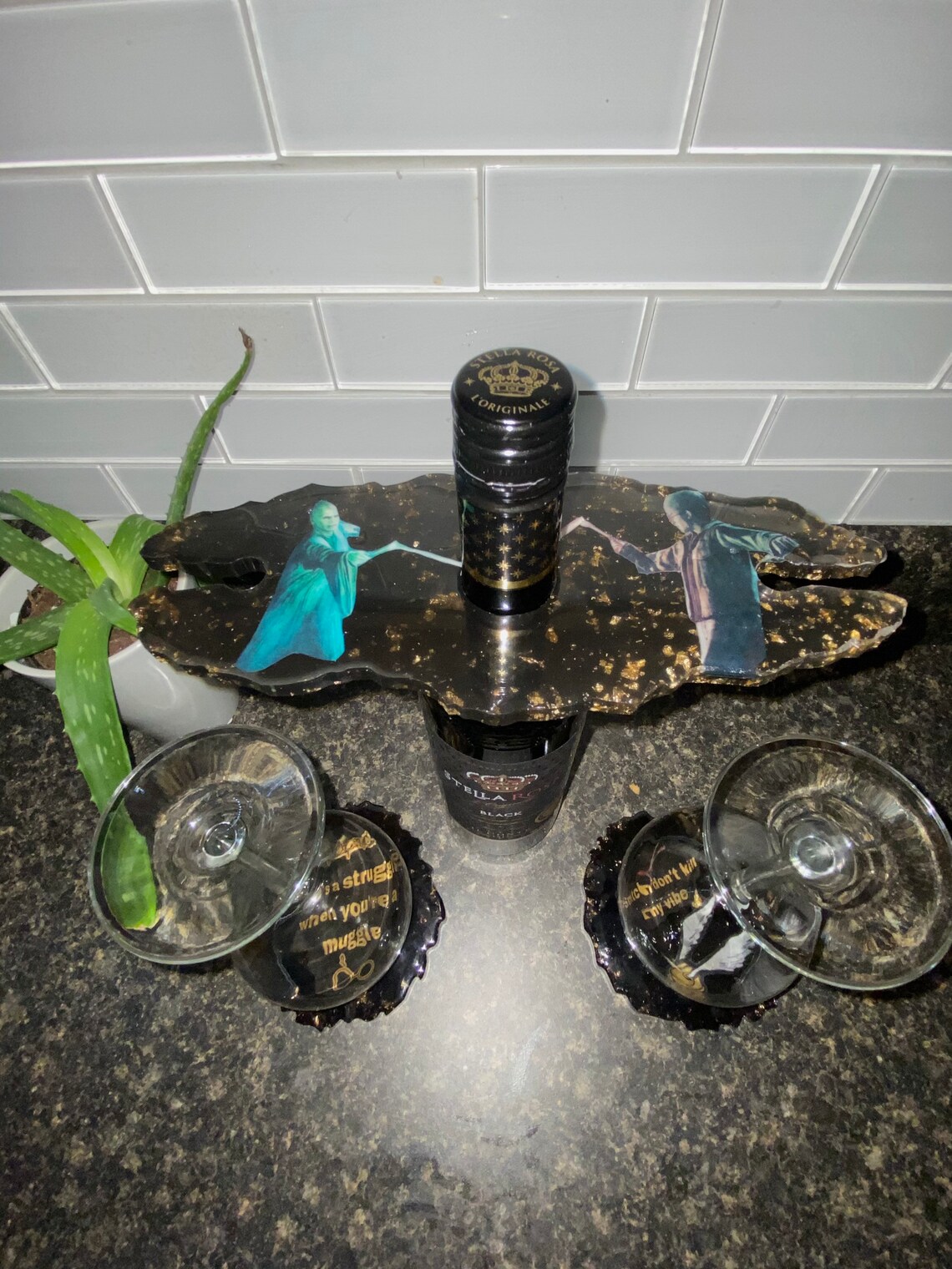 Harry Potter resin wine set Etsy