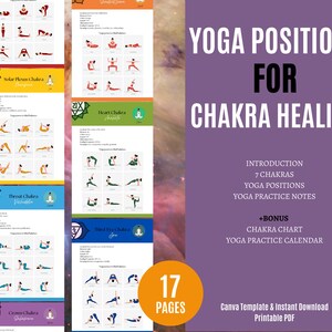 Chakra-yogahoudingen | Yogaposities Chakra-genezing | Afdrukbare chakrakaarten | Chakra-asana | 7 chakra's | Chakra-afdruk | Chakrakaarten Reiki