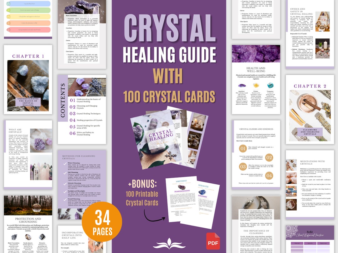 Crystal Healing Guide With 100 Printable Crystal Cards Etsy