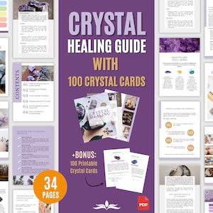 Crystal Healing-gids met 100 afdrukbare Crystal Cards