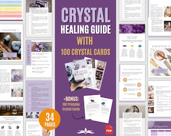 Crystal Healing guide with 100 printable Crystal Cards