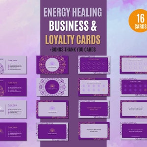 Biglietti da visita spirituali di guarigione energetica, affari Reiki, carte fedeltà, biglietti di ringraziamento, guaritore energetico, forme Reiki, biglietto per allenatore, carta mandala