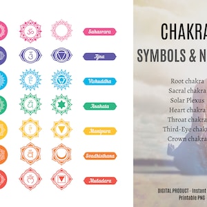 CHAKRA SYMBOLS colorful PNG Instant download, Chakra Clipart