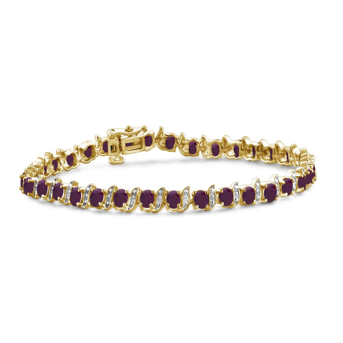 6.5ctw Genuine Ruby Bracelet in Gold over Silver Etsy