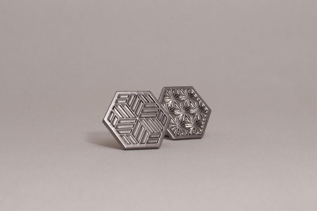 Kikko Higaki & Asanoha Traditional Japanese Pattern Lapel Pin Badge ...