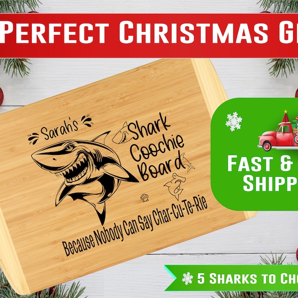 Shark Cuterie Board, Shark Coochie Board, Personalized Cutting Board, Laser Engraved Cutting Board,  Premium Charcuterie Board