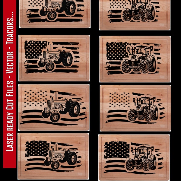 Tractor American Flag US Farm Tractor Retro Tractor Flag SVG Design File SVG Glowforge and Laser Ready Lightburn DxF SvG PnG Cricut file