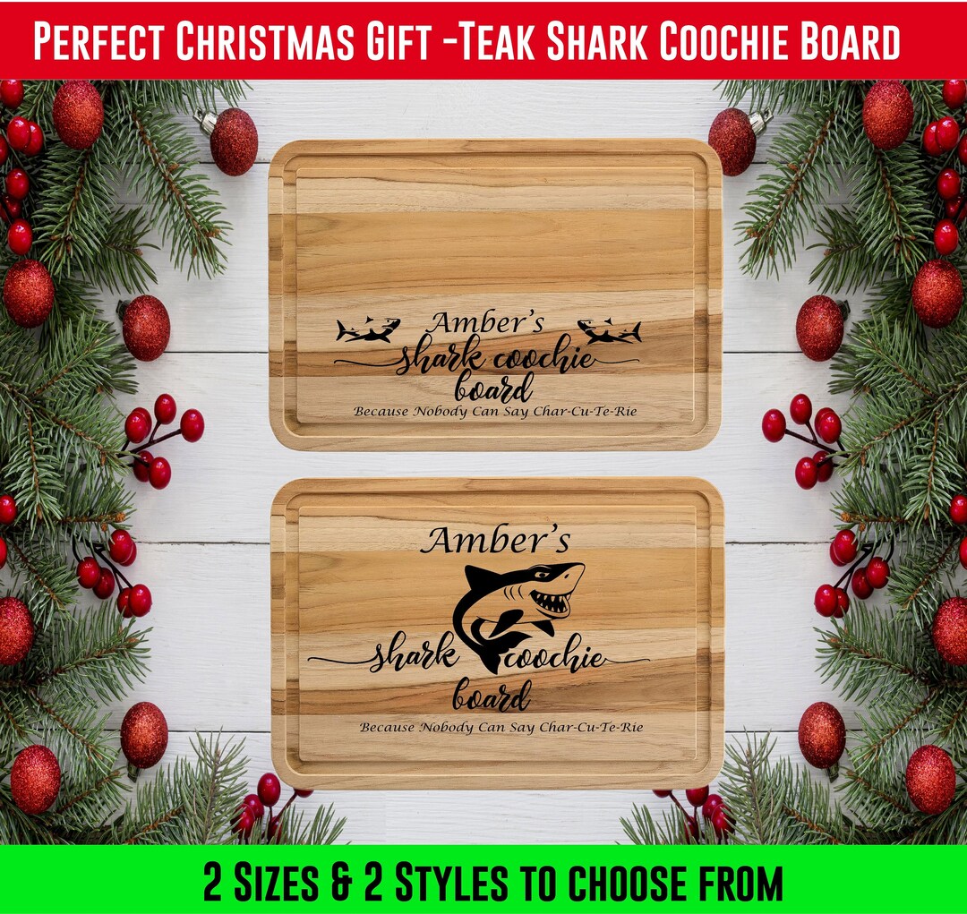 Shark Coochie Board Teak Chopping Board Funny Shark Cuterie Etsy