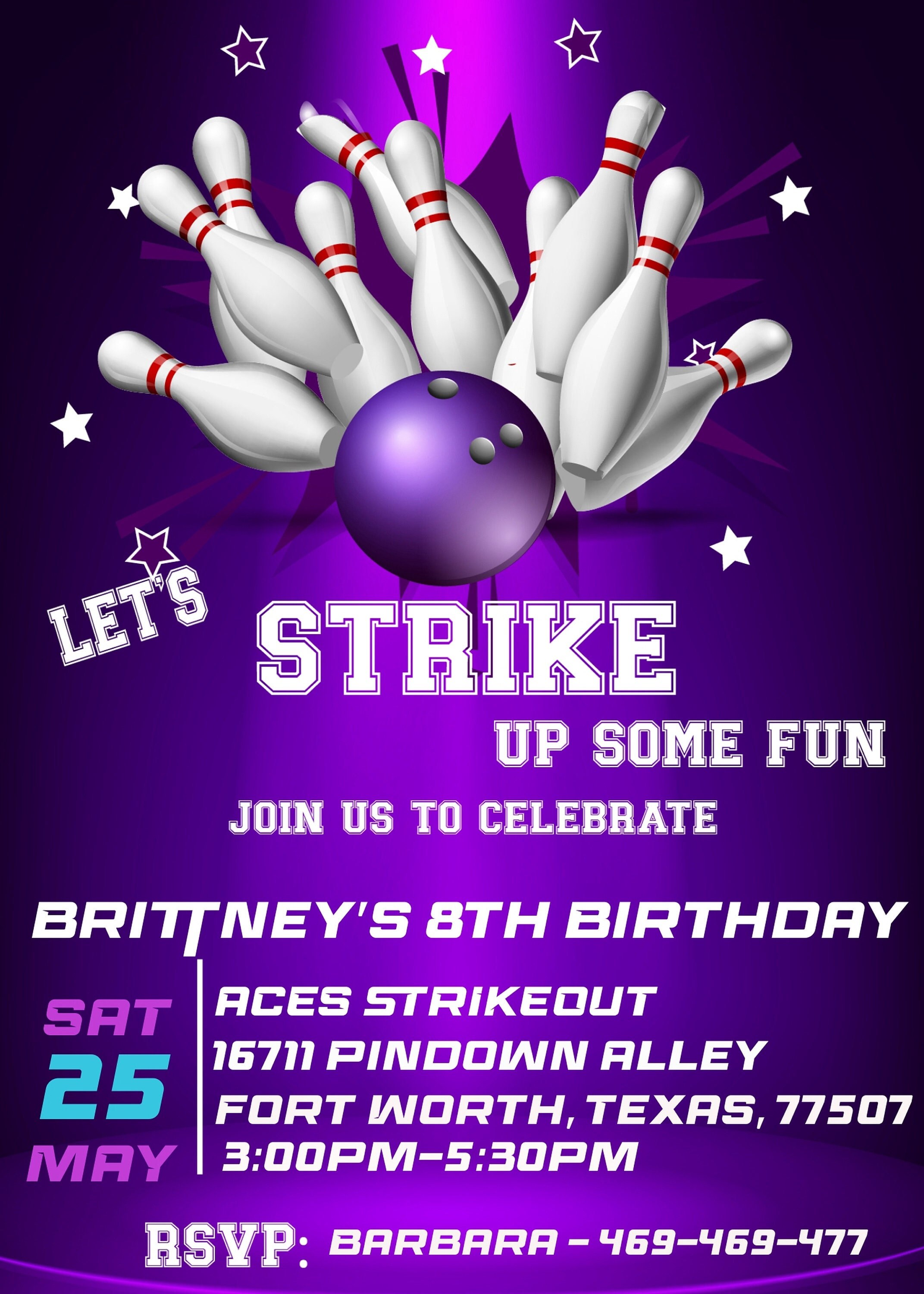 Editable Boys Bowling Birthday Invitation Template Customizable Ten Pin ...
