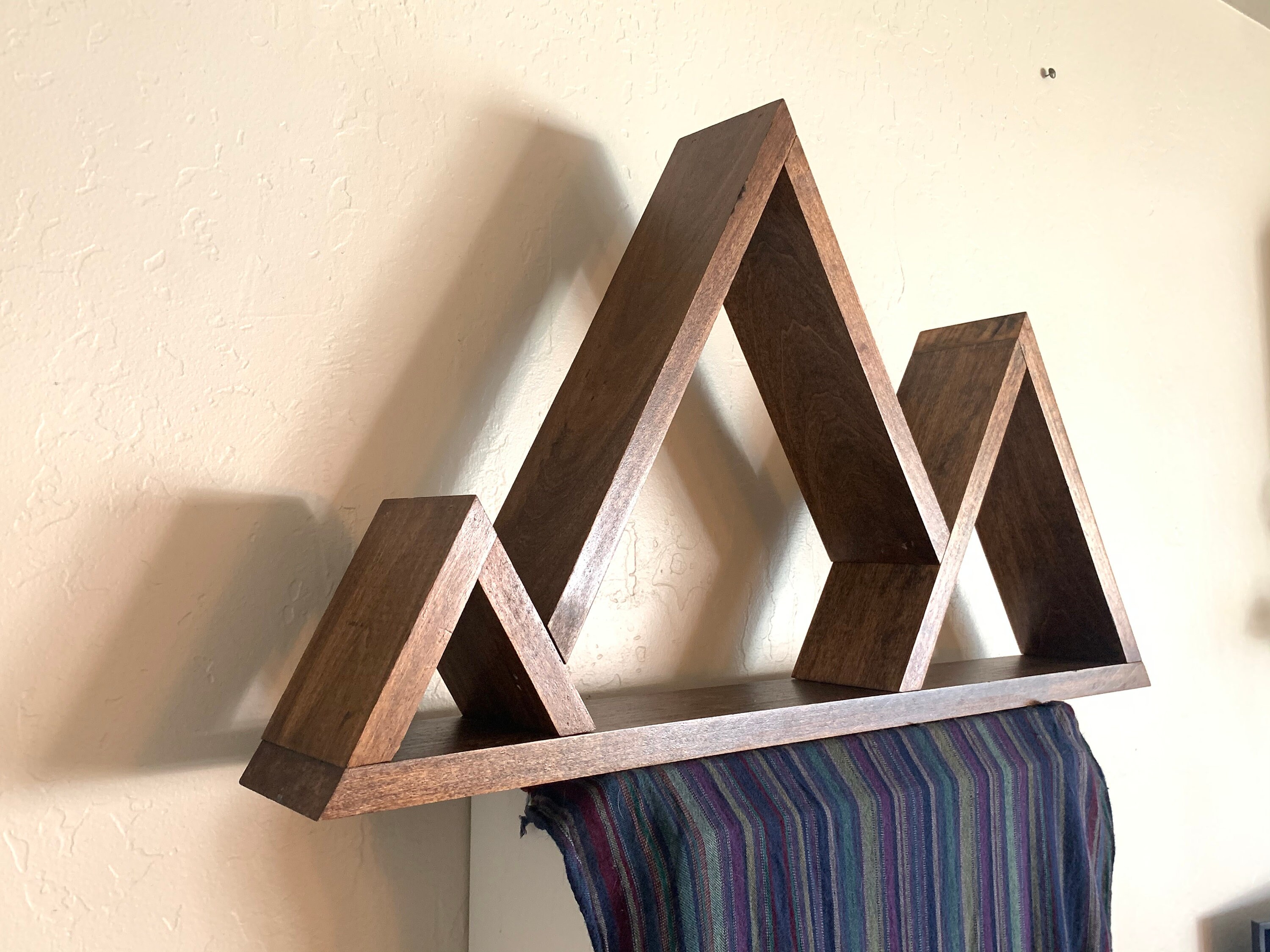 Wood Mountain Shelf Three Peak Mountain Shelf Wood Shelf Etsy