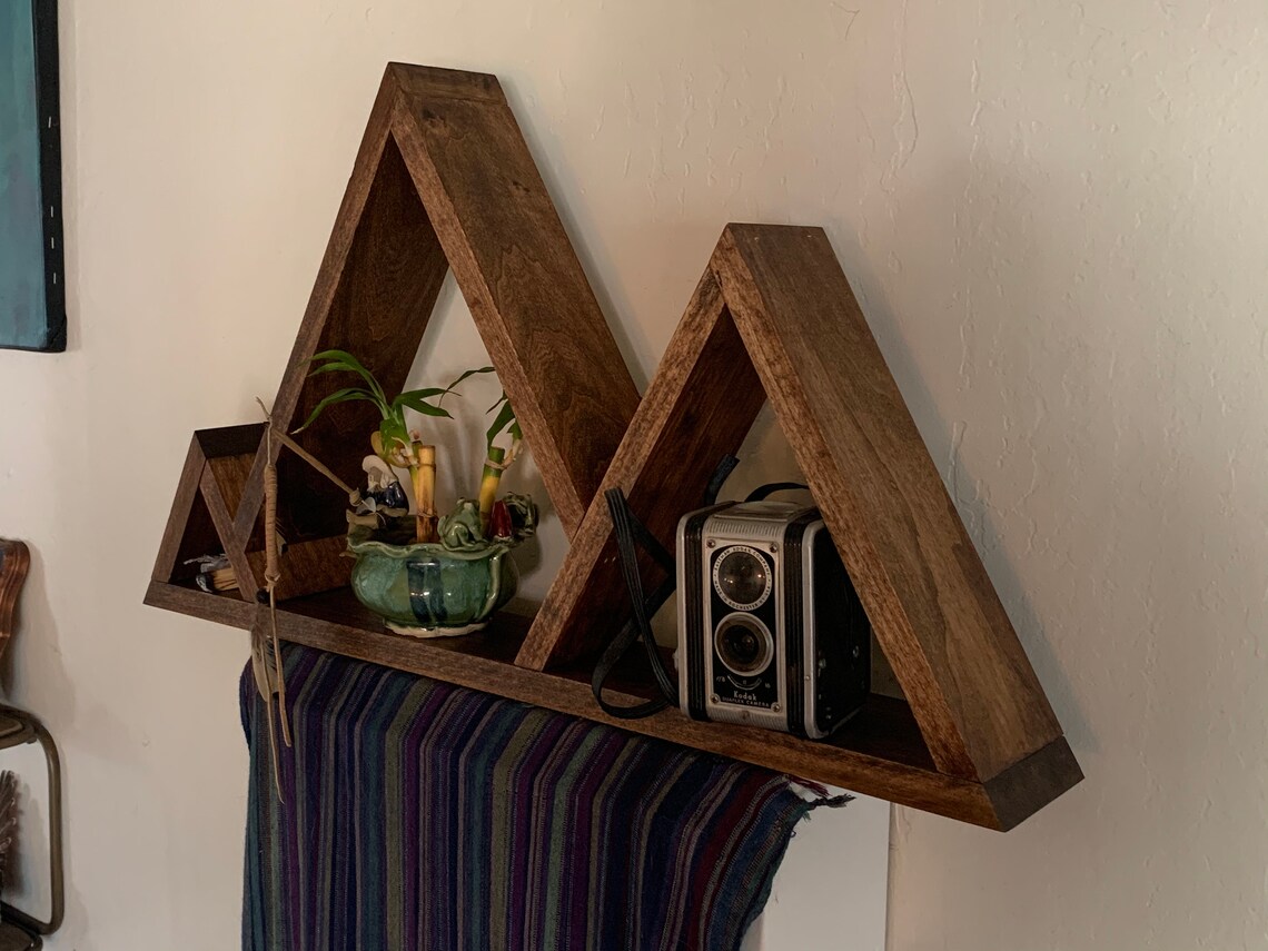 Wood Mountain Shelf Three Peak Mountain Shelf Wood Shelf Etsy