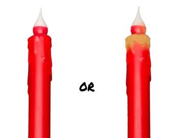 Juego de vela cónica roja individual de 7" y portavelas - Vela cónica LED sin llama de 7" con temporizador, estilo rústico, que funciona con pilas.