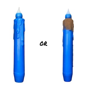 Single Solid Royal Blue Primitive Taper Candle & Taper Holder Set - 7&quot; Battery Operated LED Flameless Taper Candle with Timer