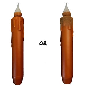 Single Brown Candle Primitive Taper Candle & Taper Holder Set - 7&quot; Battery Operated LED Flameless Taper Candle with Timer