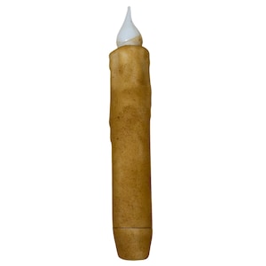 Single Cream Grunge Taper Candle & Taper Holder Set - Primitive 7&quot; Battery Operated LED Flameless Taper Candle with Timer