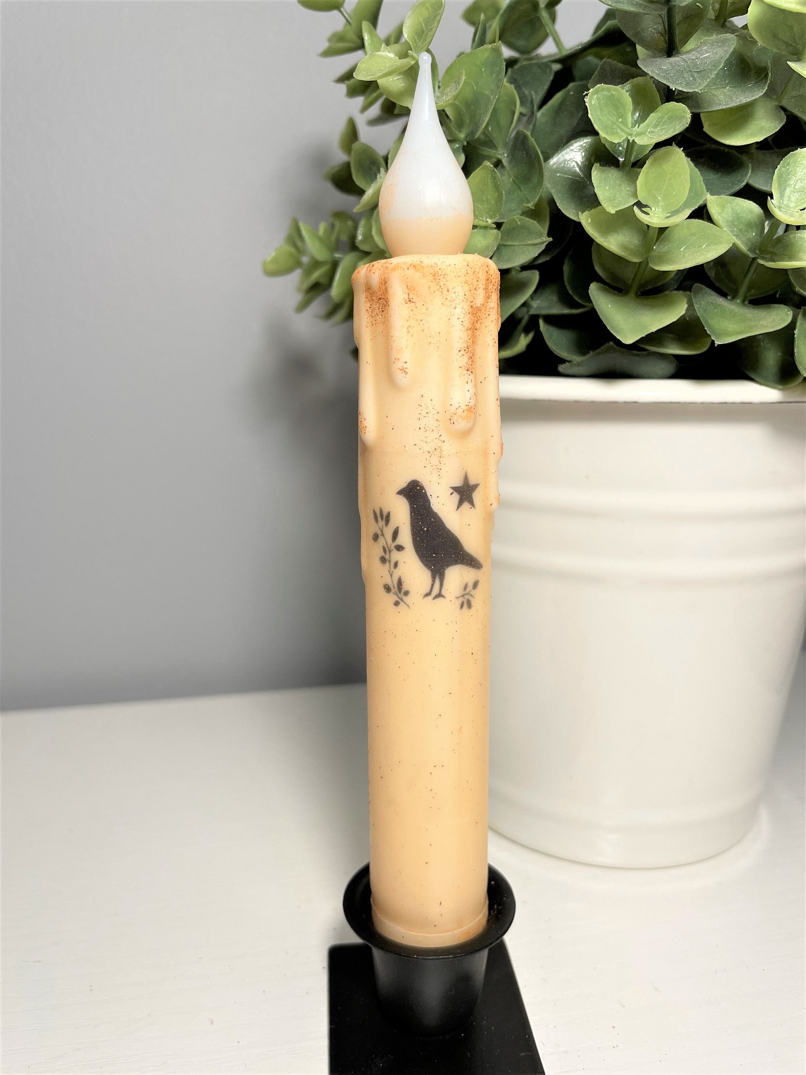 Crow Candle Set Primitive 7 Battery Operated LED TIMER Etsy