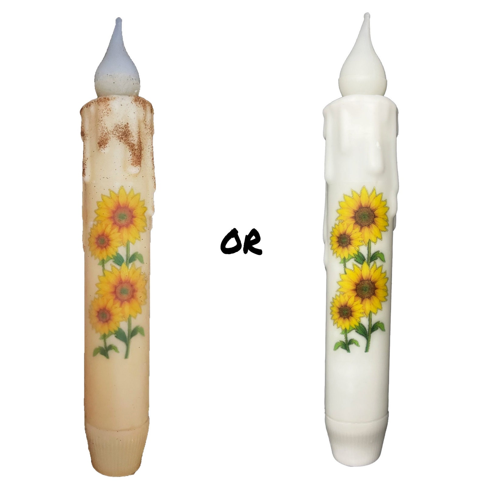 Sunflower Candle & Holder Set Primitive 7 Battery Etsy
