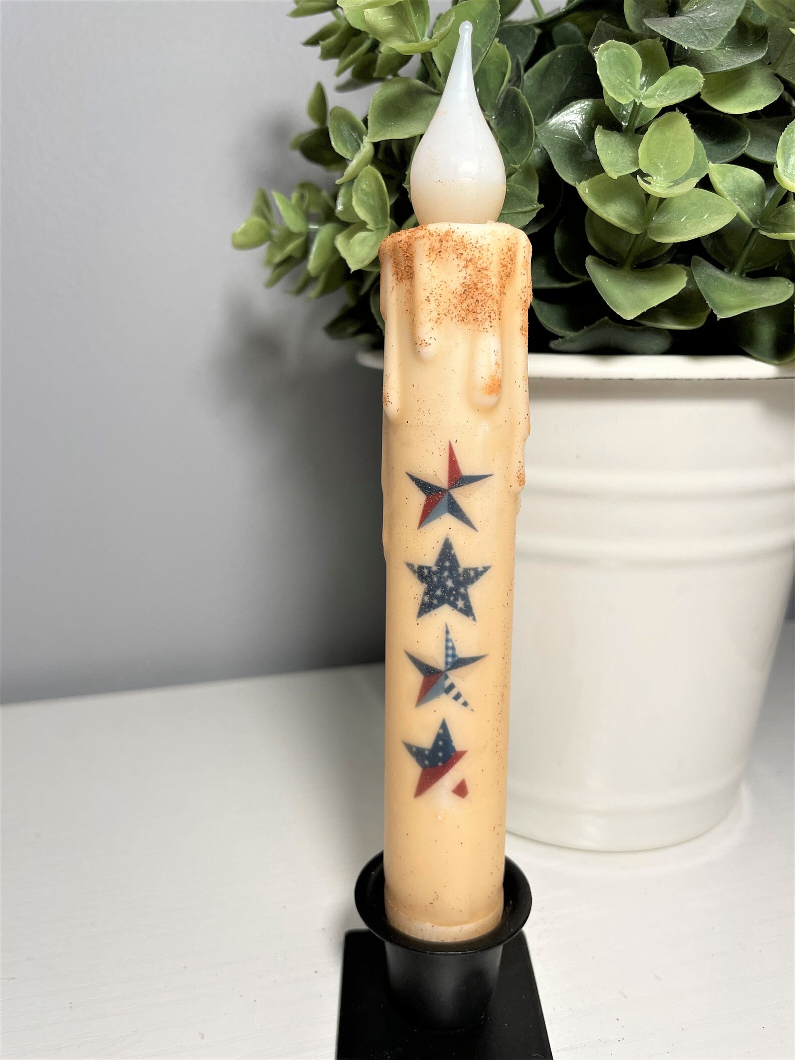 Patriotic Stars Candle Set Primitive 7 Battery Operated Etsy