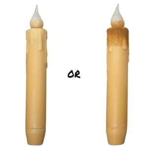 7インチ シングルソリッドクリームテーパーキャンドル＆テーパーキャンドルホルダーセット - プリミティブ 7インチ 電池式 LEDフレームレステーパーキャンドル（タイマー付き）