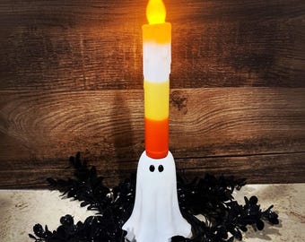 Resin Ghost Taper Candle Holder – Perfect for Halloween, Gothic, Vintage, Cottage, and Farmhouse Decor
