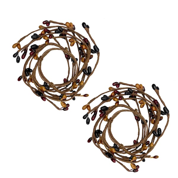 Set of 2 Brown Black Burgundy Pip Berry 1.5" Primitive Farmhouse Candle Ring Mini Wreaths