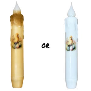 Primitive Easter Chick Flameless Taper Candle, 7" Battery Operated LED Candle with Timer