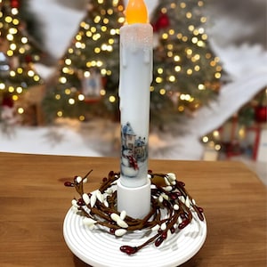 White Porcelain Modern Farmhouse Primitive Taper Candle Holder