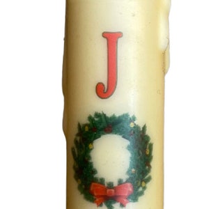 Joy Wreath Candle & Holder Set Primitive 7 Battery Operated LED TIMER Hand Dipped Stencil Flameless Taper Candles image 2