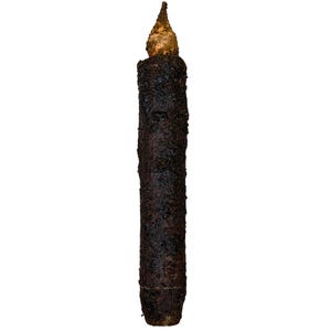Grubby Brown Scented Primitive Taper Candle & Taper Holder Set - 7&quot; Battery Operated LED Flameless Taper Candle with Timer
