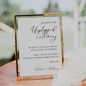 AVA Unplugged Ceremony Sign, Printable Wedding Welcome Sign, Modern Minimalist Unplugged Sign, No Phones Sign for Wedding Unplugged Template